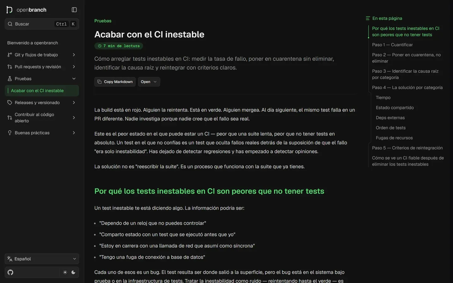 Una guía: acabar con el CI inestable