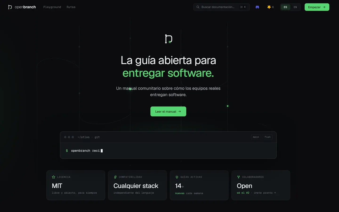 Portada de openbranch: el manual abierto sobre cómo los equipos entregan software
